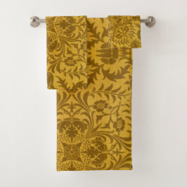 Conjunto De Toalhas Padrão floral dourado ornamentado com simetria