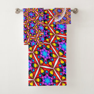 Conjunto De Toalhas Padrão Floral Elegante Abstrato