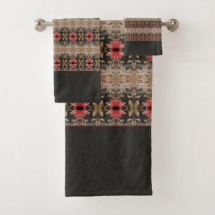 Conjunto De Toalhas Padrão Floral Elegante Com Carvões Pretos