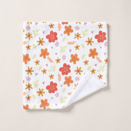 Conjunto De Toalhas Padrão Floral Fofo – Flores Retro Quentes em Preto