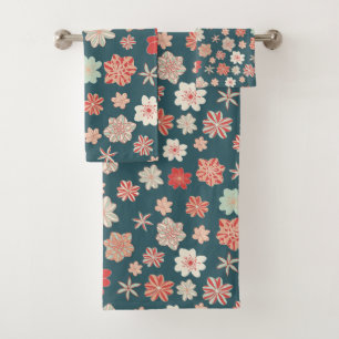 Conjunto De Toalhas Padrão Floral Invisível