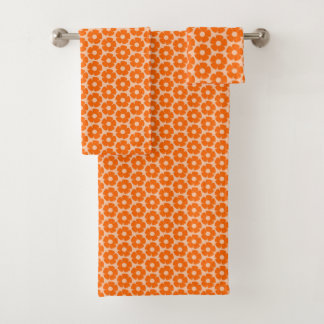 Conjunto De Toalhas Padrão Floral Laranja e Pêssego Retro 60s 