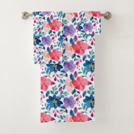 Conjunto De Toalhas Padrão Floral Lilac Rosa do Marinho da Vintage