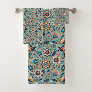 Conjunto De Toalhas padrão floral mexicano
