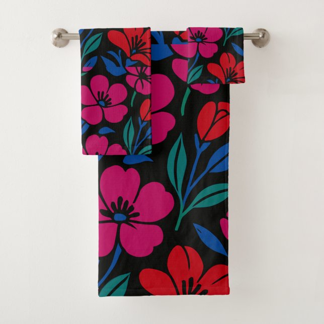 Conjunto De Toalhas Padrão Floral Negrito (Insitu)