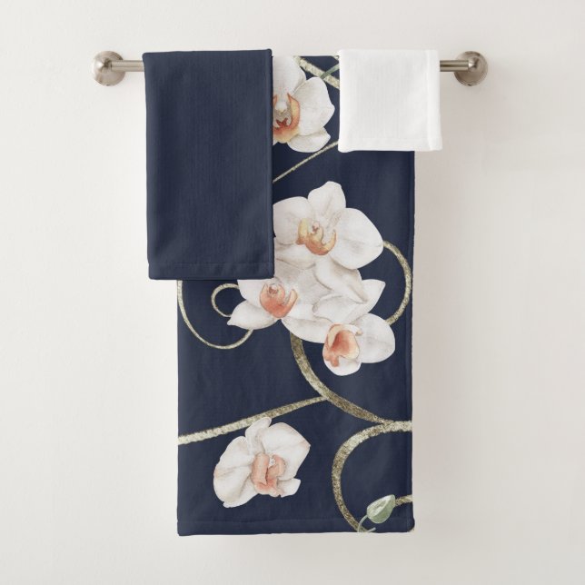 Conjunto De Toalhas Padrão Floral Orquídeo Branco (Insitu)