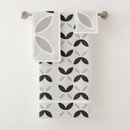 Conjunto De Toalhas Padrão floral preto-branco e cinza