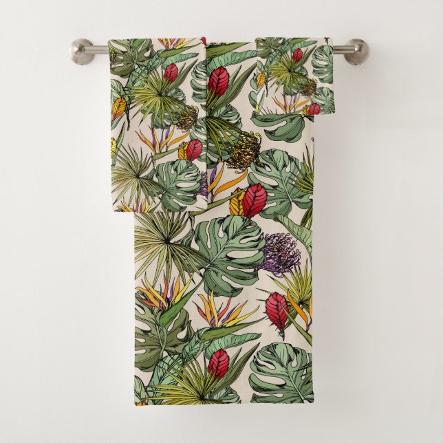 Conjunto De Toalhas Padrão Floral Tropical (Insitu)
