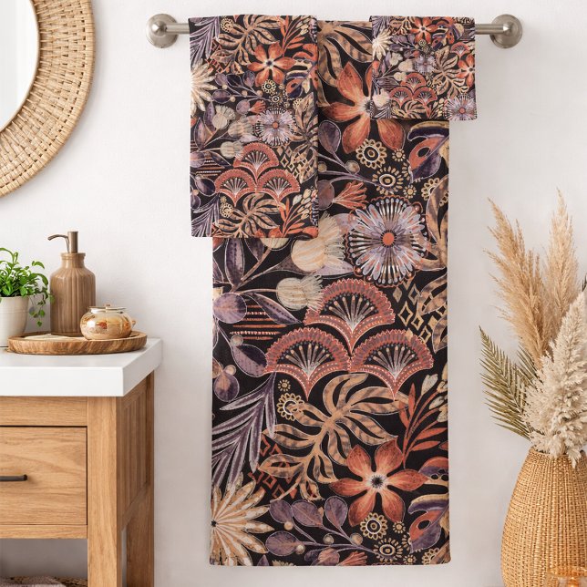 Conjunto De Toalhas Padrão Floral Tropical Boho (Criador carregado)