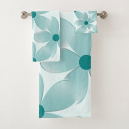 Conjunto De Toalhas Padrão Floral verde.
