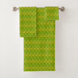 Conjunto De Toalhas Padrão Floral Verde Chartreuse Elegante