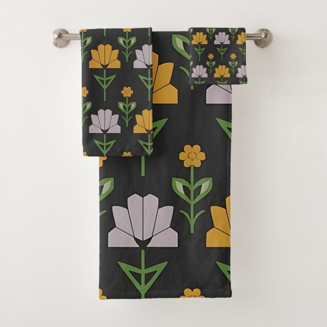 Conjunto De Toalhas Padrão Floral Vibrante (Insitu)