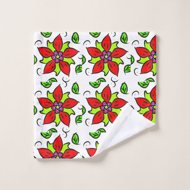 Conjunto De Toalhas Padrão Floral Vibrante (Pano de lavar)
