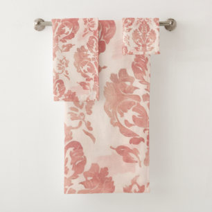 Conjunto De Toalhas Padrão Floral Vintage em Aquarela Damask Bege