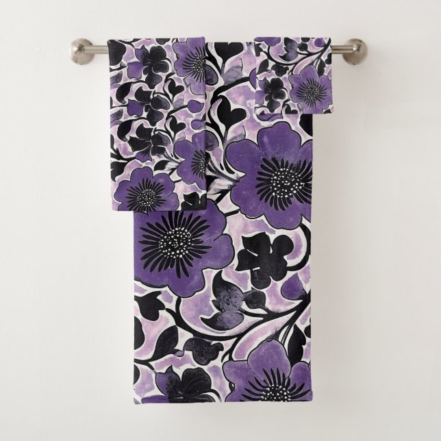 Conjunto De Toalhas Padrão Floral Violet (Insitu)