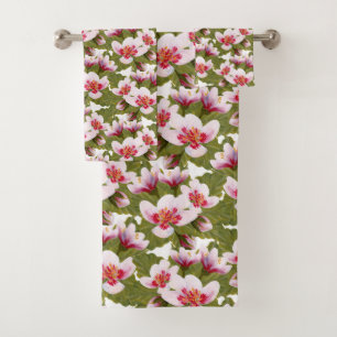 Conjunto De Toalhas padrão florescente de cereja giro