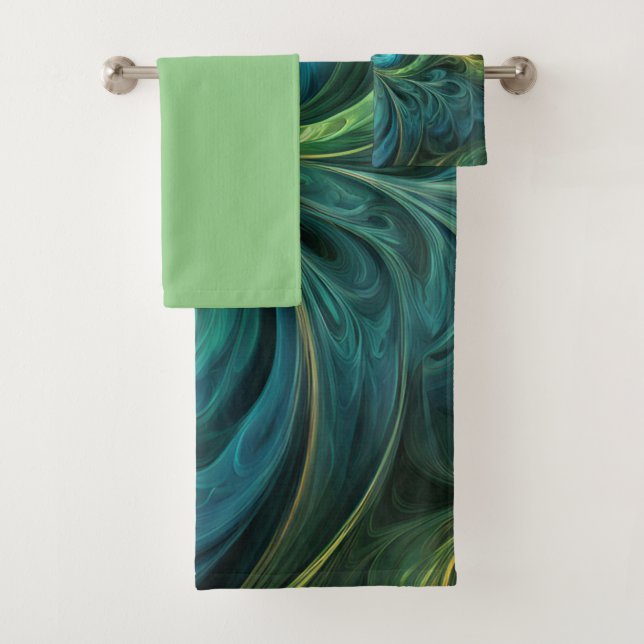 Conjunto De Toalhas Padrão Fracional Azul AI (Insitu)