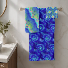 Conjunto De Toalhas Padrão Fractal Colorido