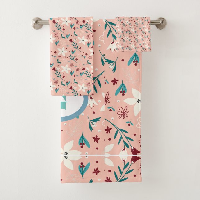 Conjunto De Toalhas Padrão Froral Chic Elegante Rosa (Insitu)