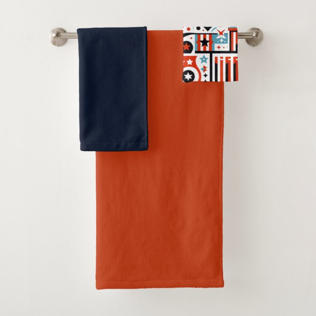 Conjunto De Toalhas Padrão Generativo de 4 de Julho (Insitu)