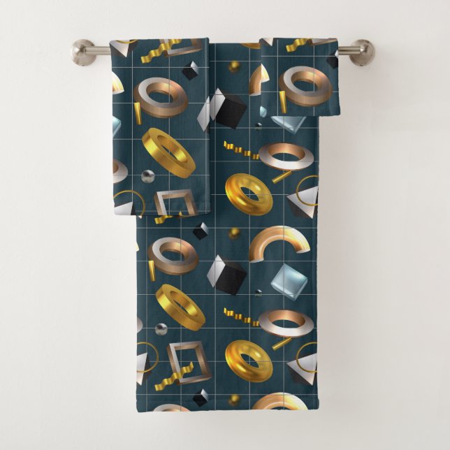 Conjunto De Toalhas Padrão Geométrico 3D (Insitu)