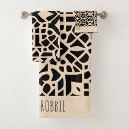 Conjunto De Toalhas Padrão Geométrico Africano do Beige em Marrocos