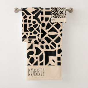 Conjunto De Toalhas Padrão Geométrico Africano do Beige em Marrocos