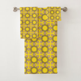 Conjunto De Toalhas Padrão geométrico amarelo e marrom