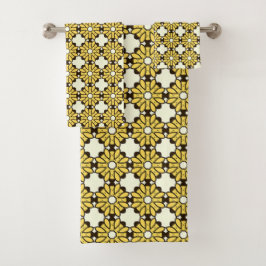 Conjunto De Toalhas Padrão geométrico amarelo e preto