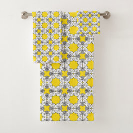 Conjunto De Toalhas Padrão geométrico amarelo e verde