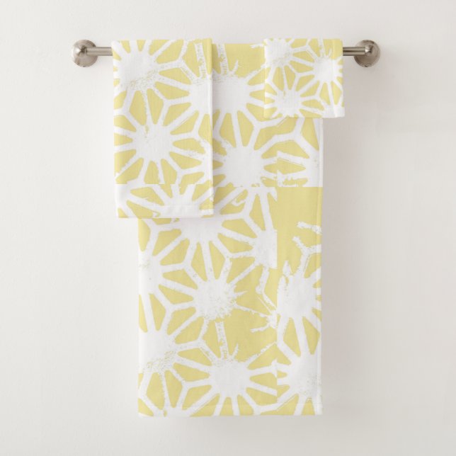Conjunto De Toalhas Padrão geométrico amarelo-limão (Insitu)