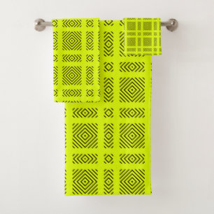 Conjunto De Toalhas Padrão geométrico amarelo-limão