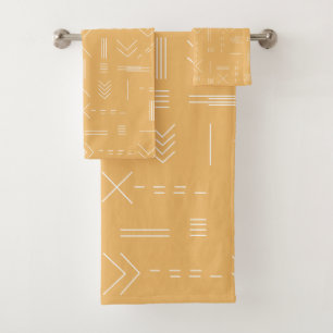 Conjunto De Toalhas Padrão Geométrico Amarelo Moderno Gordo