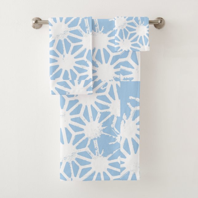 Conjunto De Toalhas Padrão geométrico azul claro (Insitu)