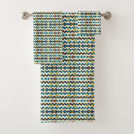 Conjunto De Toalhas padrão geométrico chevron moderno
