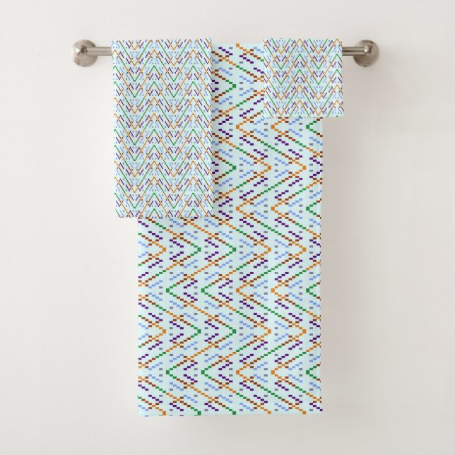 Conjunto De Toalhas Padrão Geométrico Chevron Ziguezague Mosaico Sem C (Insitu)
