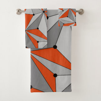 Conjunto De Toalhas Padrão geométrico de Abstrato - cinza e laranja.