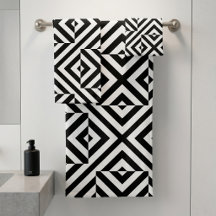 Padrão Geométrico de Arte em Aberto Preto e Branco