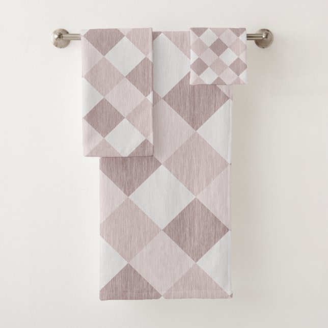 Conjunto De Toalhas Padrão geométrico de bege e Cinza Oblíquo (Insitu)