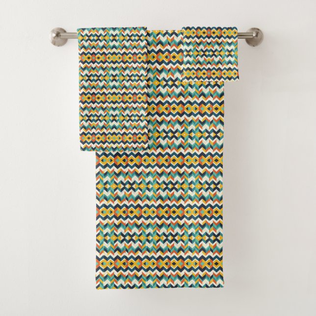 Conjunto De Toalhas padrão geométrico de chevron moderno (Insitu)