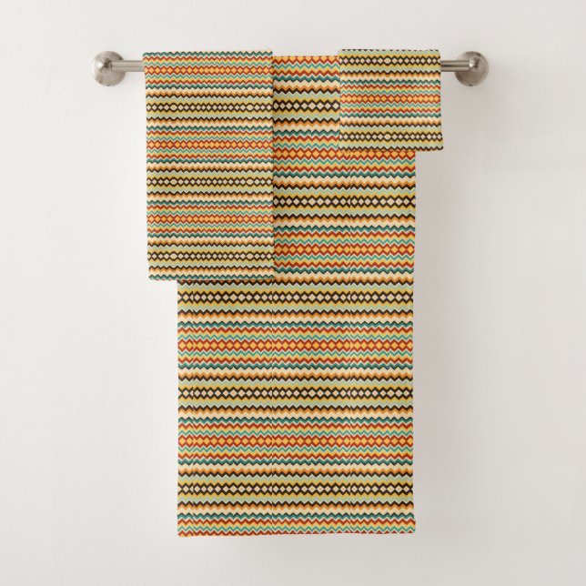 Conjunto De Toalhas padrão geométrico de chevron moderno (Insitu)
