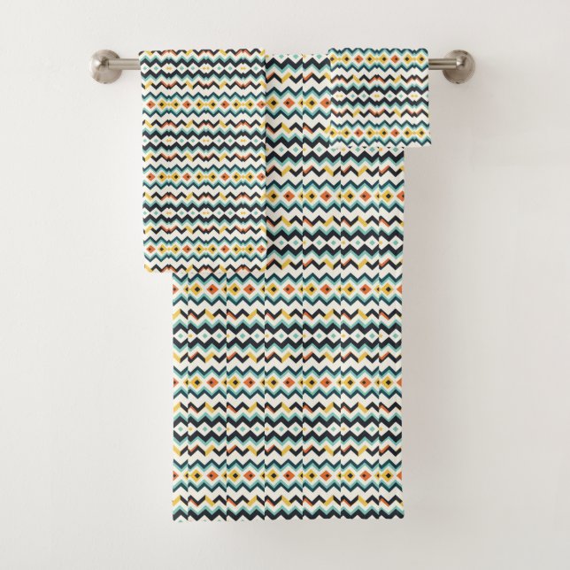 Conjunto De Toalhas padrão geométrico de chevron moderno (Insitu)