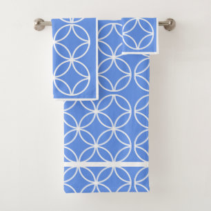 Conjunto De Toalhas Padrão geométrico de Cornflower, azul e branco