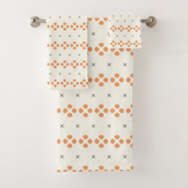 Conjunto De Toalhas Padrão Geométrico de Pontos Laranja Retro