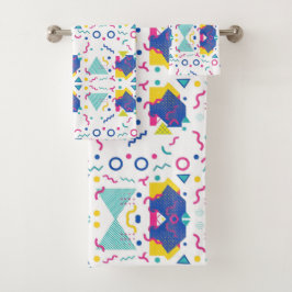 Conjunto De Toalhas Padrão Geométrico de Retro Memphis