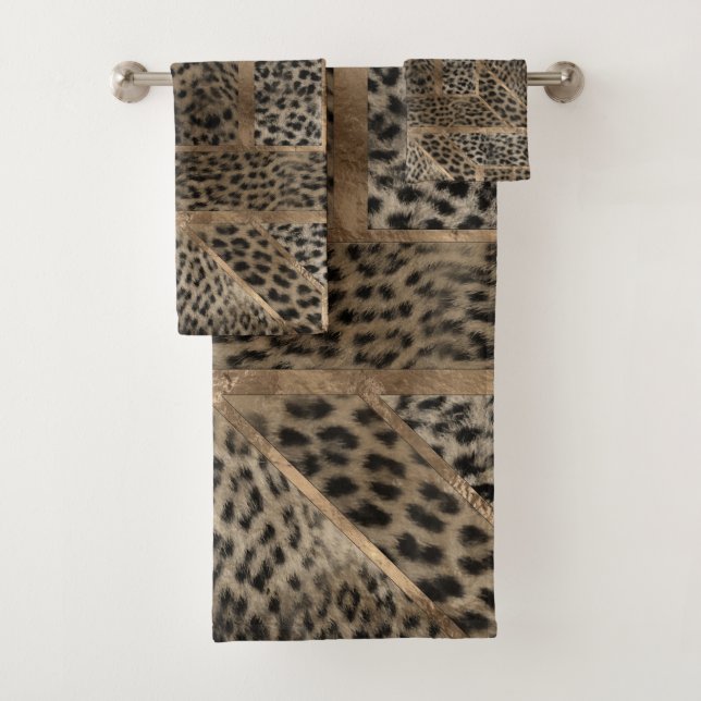Conjunto De Toalhas Padrão Geométrico de Textura de Pele-Leopardo (Insitu)