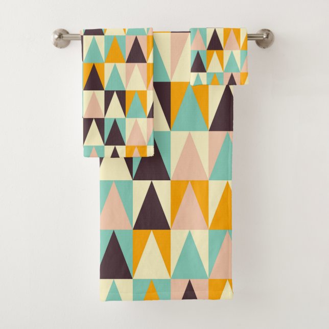 Conjunto De Toalhas Padrão geométrico de triângulos multicoloridos (Insitu)