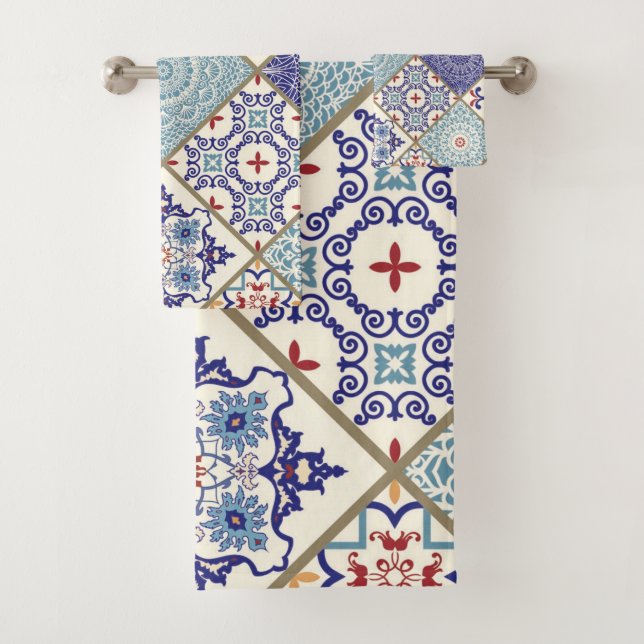 Conjunto De Toalhas Padrão Geométrico de Vintage marroquino (Insitu)