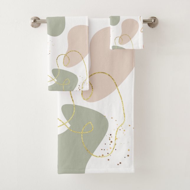 Conjunto De Toalhas Padrão Geométrico em Formas Brancas (Insitu)