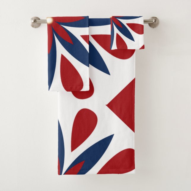 Conjunto De Toalhas Padrão Geométrico Floral Colorido (Insitu)